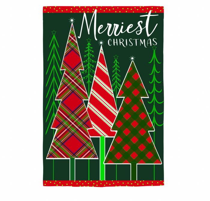 Merriest Christmas Tree Applique Garden Flag