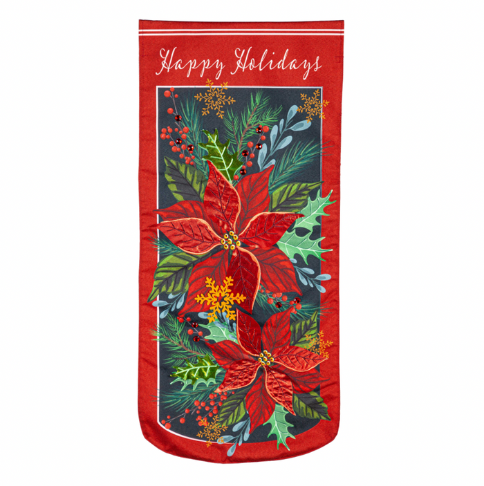 Happy Holidays Poinsettia Garden Flag