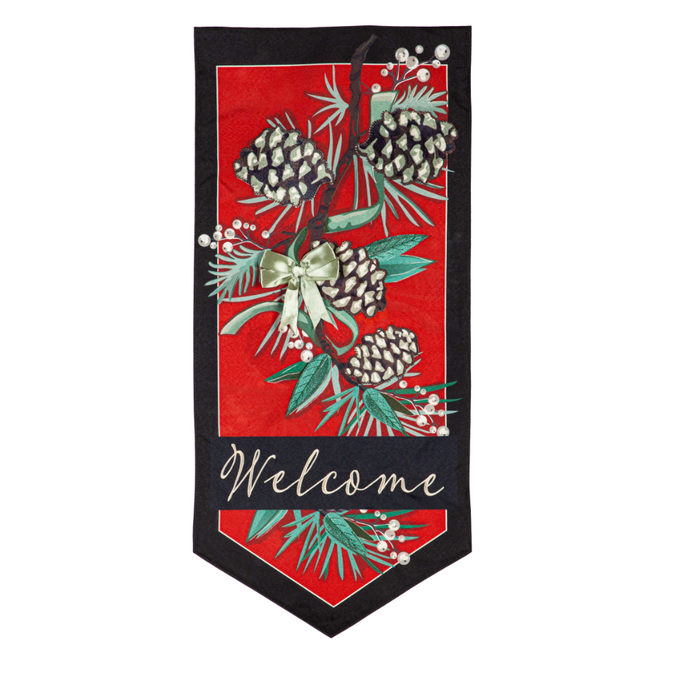 Winter Pine Welcome Garden Flag