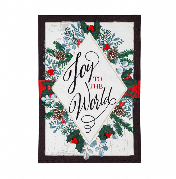 Joy to the World Linen Garden Flag