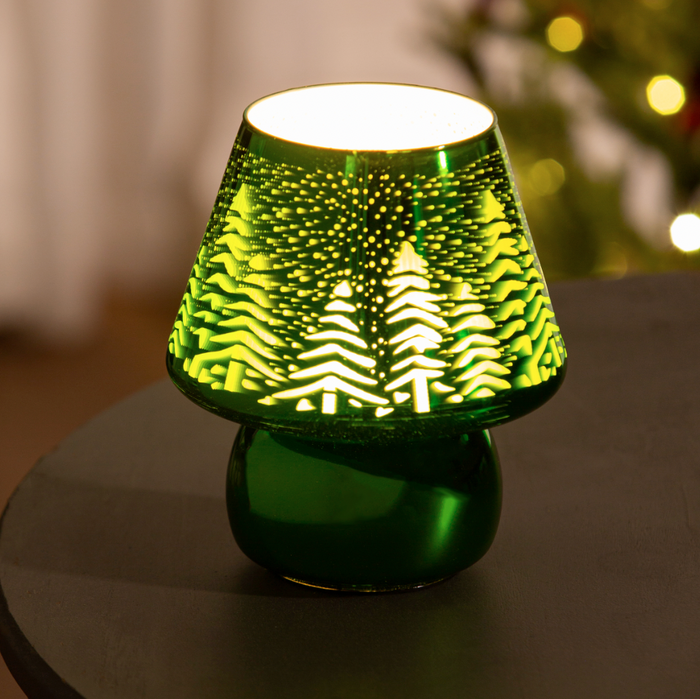 7" LED Glass Light with Decorative Lamp Shade Table Decor, Trees