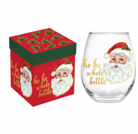 17oz Stemless Glass with Gift Box, Ho Ho Whole Bottle