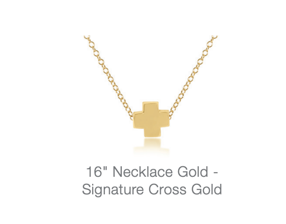16" necklace gold - signature cross - gold by enewton