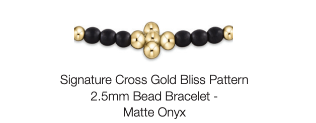 signature cross gold bliss pattern 2.5mm bead bracelet - matte onyx by enewton