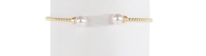 classic gold 3mm bead cuff bracelet - pearl by enewton