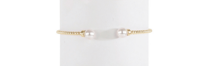 classic gold 2mm bead cuff bracelet - pearl by enewton