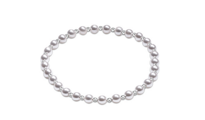 Classic Grateful Pattern Sterling 4mm Bead Bracelet - Pearl by enewton