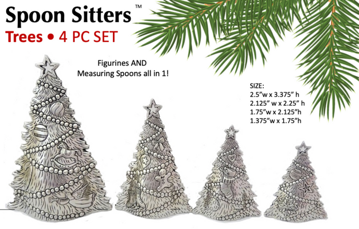 Nesting Christmas Tree Spoon Sitters - 4pc Set
