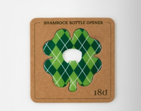 Shamrock Bottle Opener, Metal, 3.75" x 3.75"
