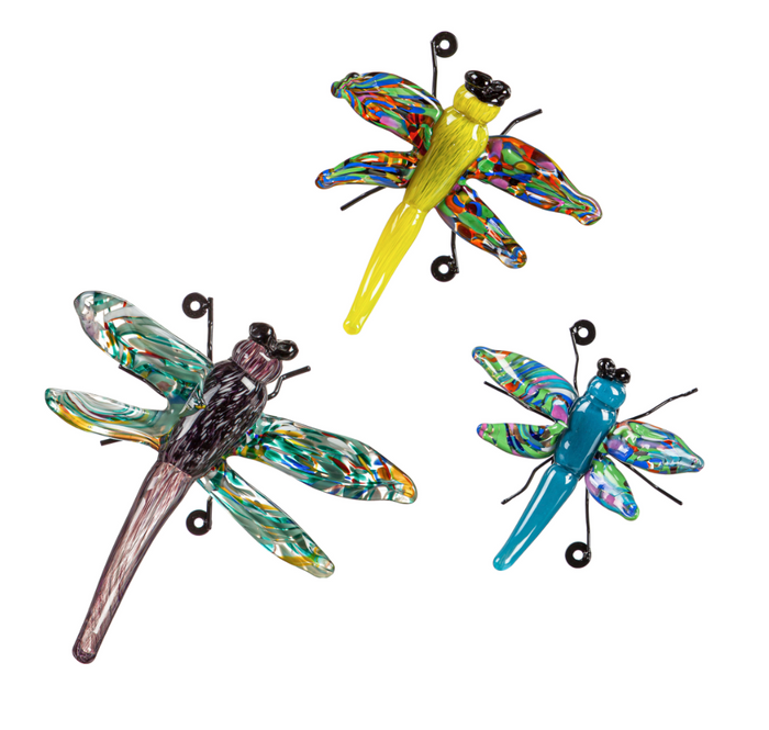 Glass Dragonfly With Iron Feet - 3 Sizes