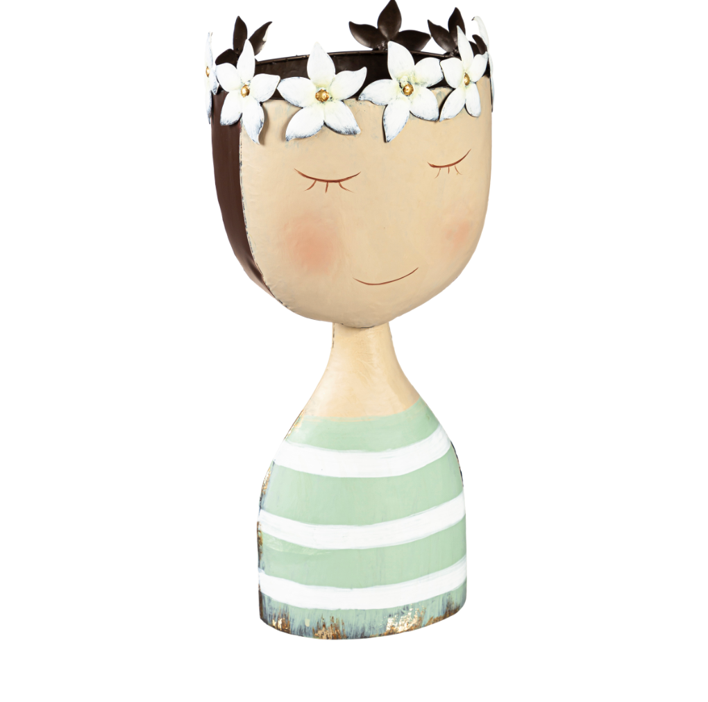 Metal Female Face Planter with Flower Headband - 2 Styles - A. Dodson's