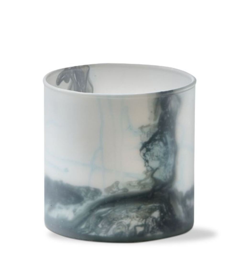 marble tealight holder matte finish - blue multi - A. Dodson's