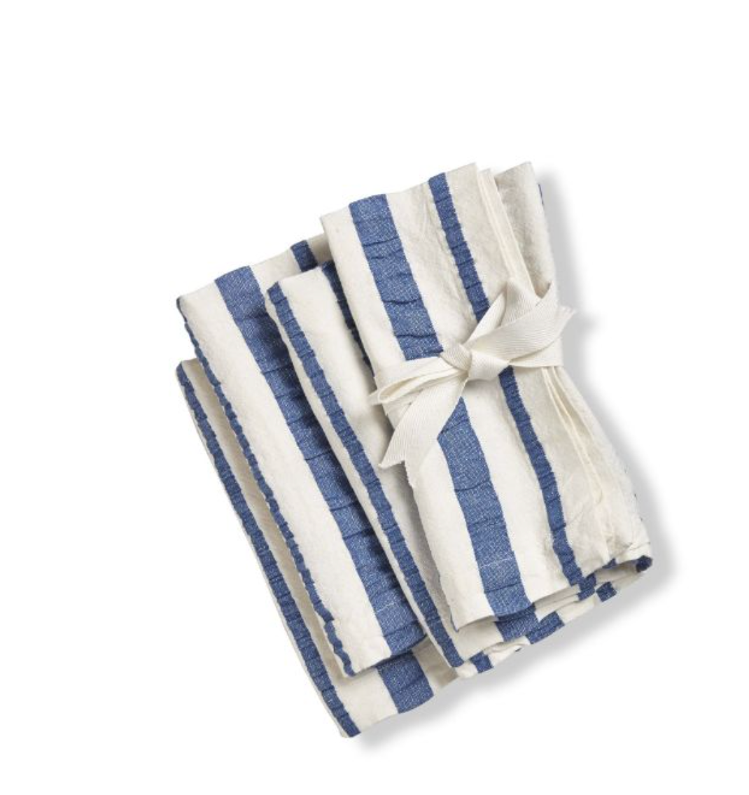 seersucker stripe napkin set of 4 - blue - A. Dodson's