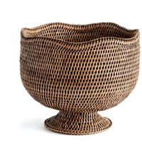 BROWN BURMA RATTAN FOOTED CACHEPOT BY NAPA HOME & GARDEN
