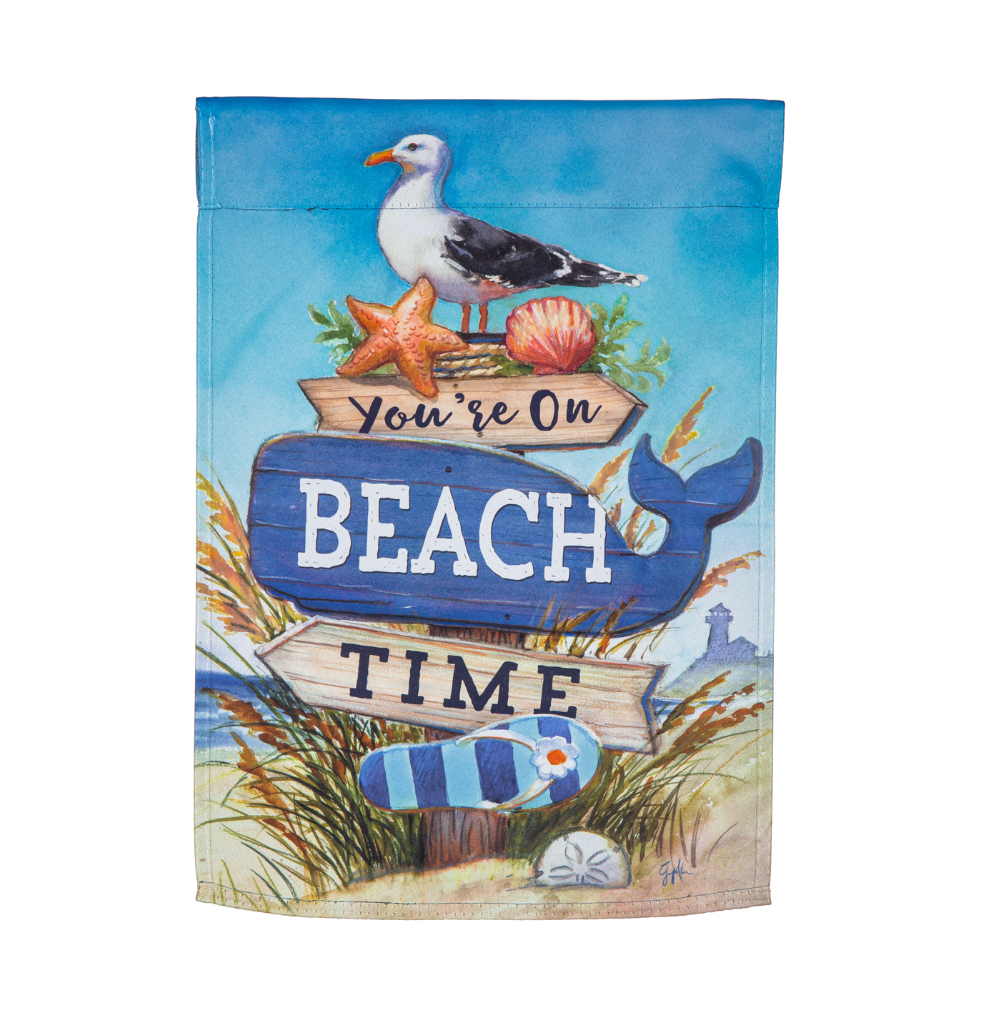 You're on Beach Time Suede Garden Flag - A. Dodson's