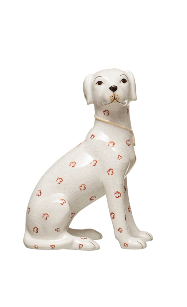 Hand-Painted Ceramic Dog, Crackle Finish, 2 Styles - A. Dodson's