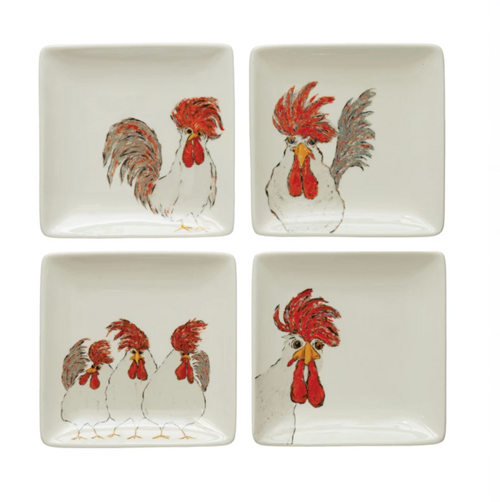 Stoneware Plate with Chicken - 4 Styles