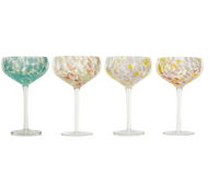 10 oz. Blown Stemmed Confetti Champagne/Coupe Glass, 4 Styles