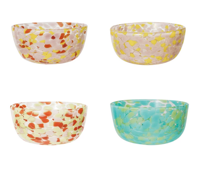 Blown Confetti Glass Bowl, Multi Color, 4 Styles