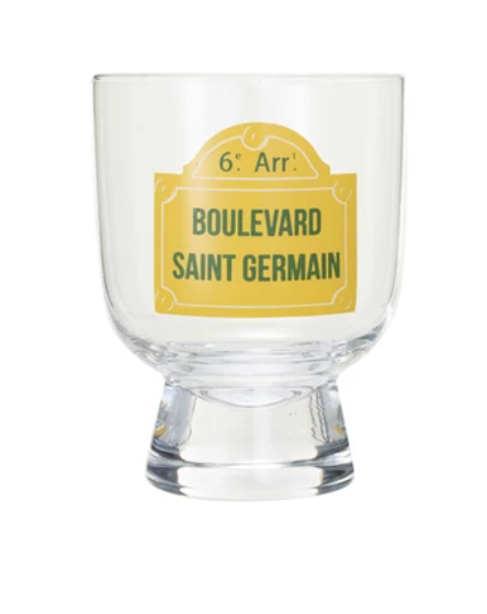 6 oz. Footed Drinking Glass w/ Paris Street Sign Design, 4 Styles - A. Dodson's