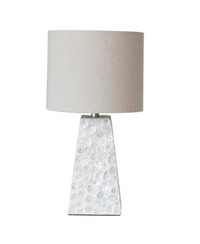 Capiz & MDF Table Lamp w/ Linen Shade