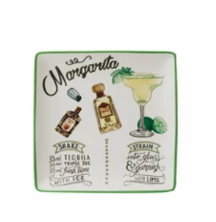 Stoneware Plate w/ Cocktail Recipe & Art, 8 Styles - A. Dodson's