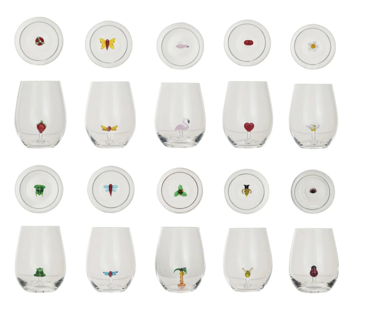 Stemless Wine Glass w/ Figure Inside, 10 Styles - A. Dodson's