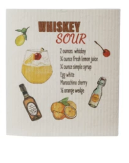 Reusable Cellulose Sponge Cloth w/ Cocktail Recipe & Art, 8 Styles - A. Dodson's