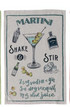 Cotton Chambray Printed Tea Towel w/ Cocktail Recipe & Art, 8 Styles - A. Dodson's