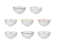 Vintage Reproduction Stoneware Café Bowl w/ Colored Rim, 8 Styles