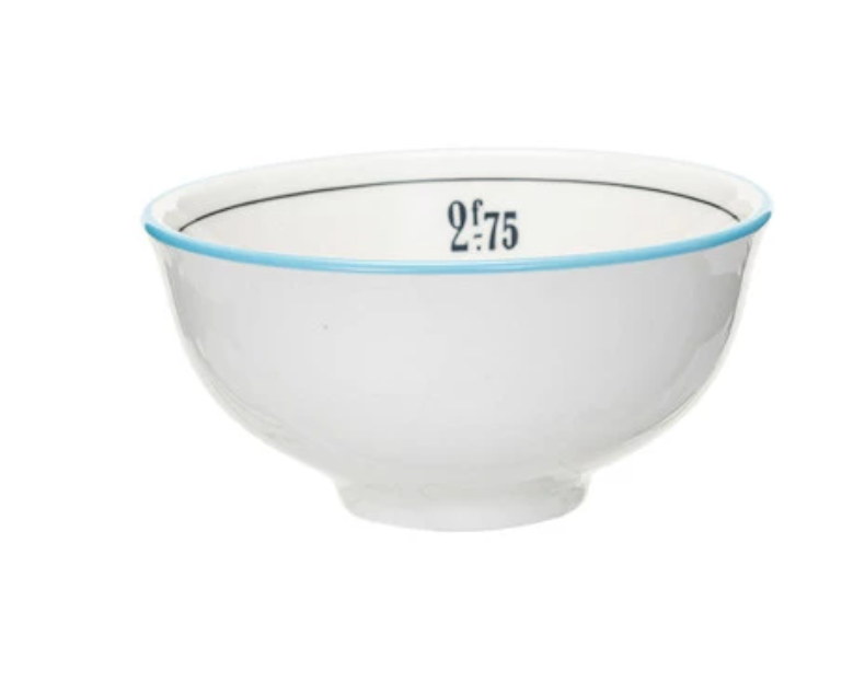 Vintage Reproduction Stoneware Café Bowl w/ Colored Rim, 8 Styles - A. Dodson's