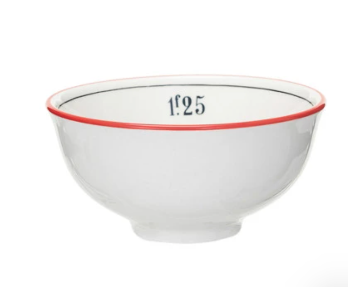 Vintage Reproduction Stoneware Café Bowl w/ Colored Rim, 8 Styles - A. Dodson's