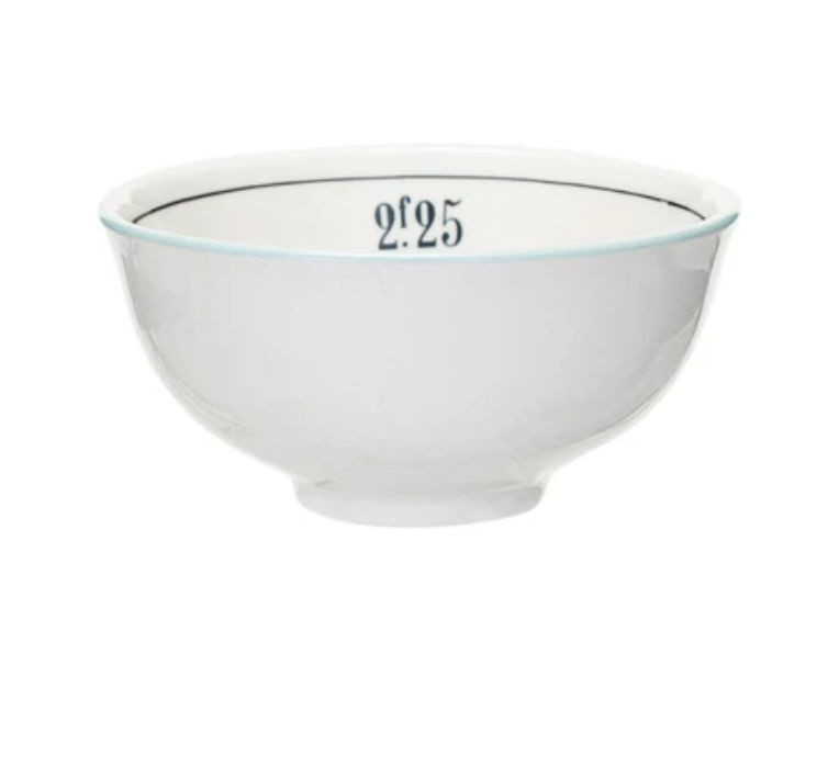 Vintage Reproduction Stoneware Café Bowl w/ Colored Rim, 8 Styles - A. Dodson's