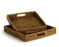 BURMA RATTAN SQUARE TABLE TRAYS, SET OF 2 BY NAPA HOME & GARDEN