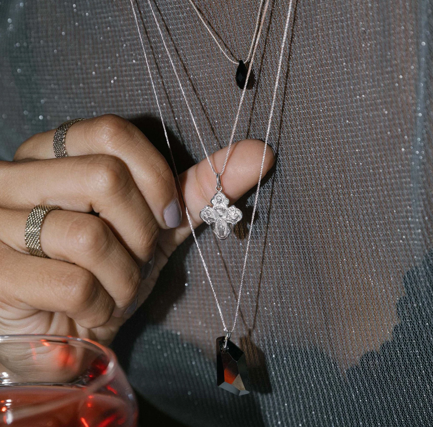 Higher Power 4-Way Small Cross Necklace - Silver by &Livy - A. Dodson's