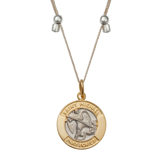 Higher Power Saint Michael Necklace - Two-Tone on Silver by &Livy