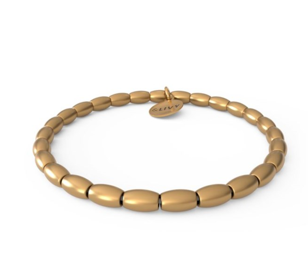 Rice Bead Beaded Stretch Bracelet - Antique Gold Finish by &Livy - A. Dodson's