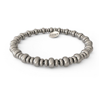 Triple Rondelle Beaded Stretch Bracelet - Antique Silver Finish by &Livy