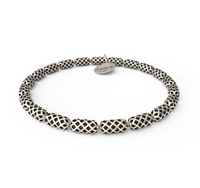 Honeycomb Beaded Stretch Bracelet - Antique Silver Finish by &Livy
