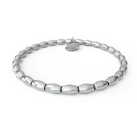 Diamond Smooth Shiny Silver Beaded Stretch Bracelet by &Livy