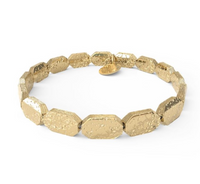 Rectangular Hammered Shiny Gold Beaded Stretch Bracelet by &Livy