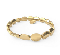 Oval Smooth Shiny Gold Beaded Stretch Bracelet by &Livy