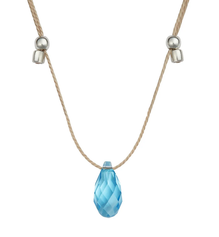 HyeVibe Crystal Necklace - Aqua on Silver by &Livy
