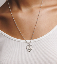 "I Love You" - Small Heart Pendant Necklace - Silver by &Livy
