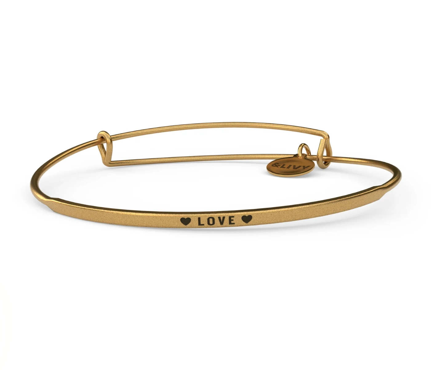 Posy - Love (Hearts) Bangle - Antique Gold Finish by &Livy - A. Dodson's