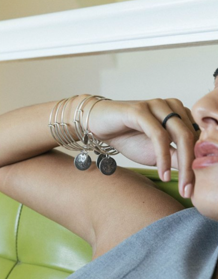 Better Together - Mother Mary/Archangel Michael Bangle - Antique Silver Finish by &Livy - A. Dodson's