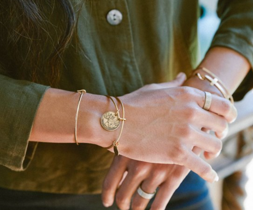 Better Together - Mother Mary/Archangel Gabriel Bangle - Antique Gold Finish by &Livy - A. Dodson's