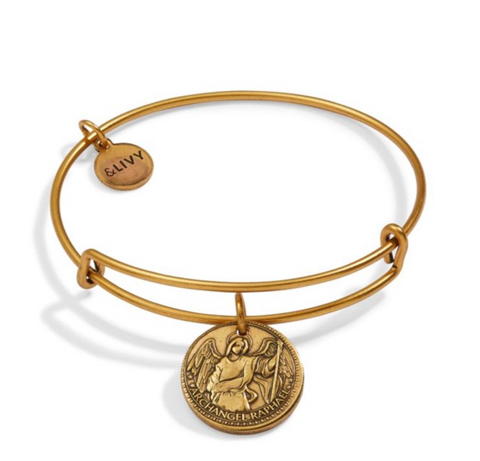 Better Together - Mother Mary/Archangel Raphael Bangle - Antique Gold Finish Finish by &Livy