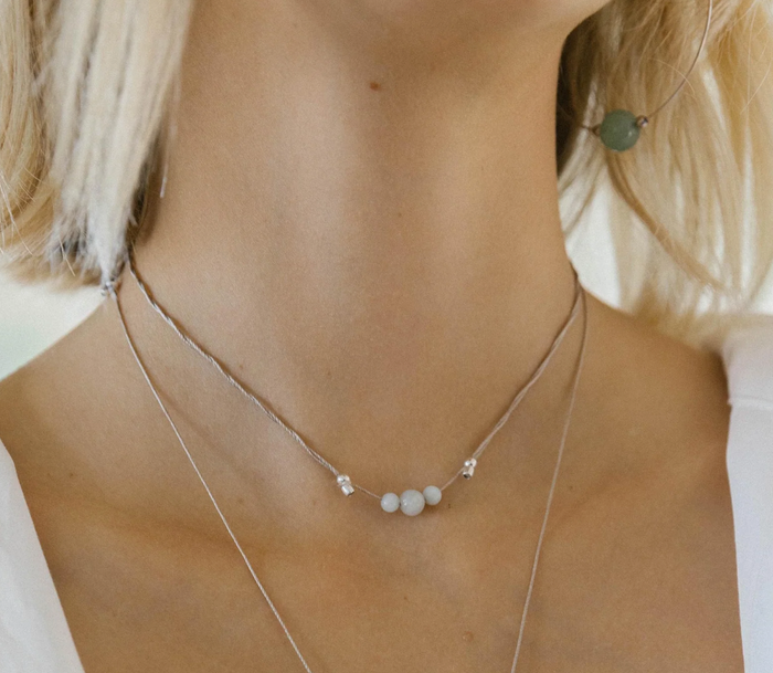 Hyevibe Multi Gemstone Slider Necklace - Silver - 8 Asst by &Livy