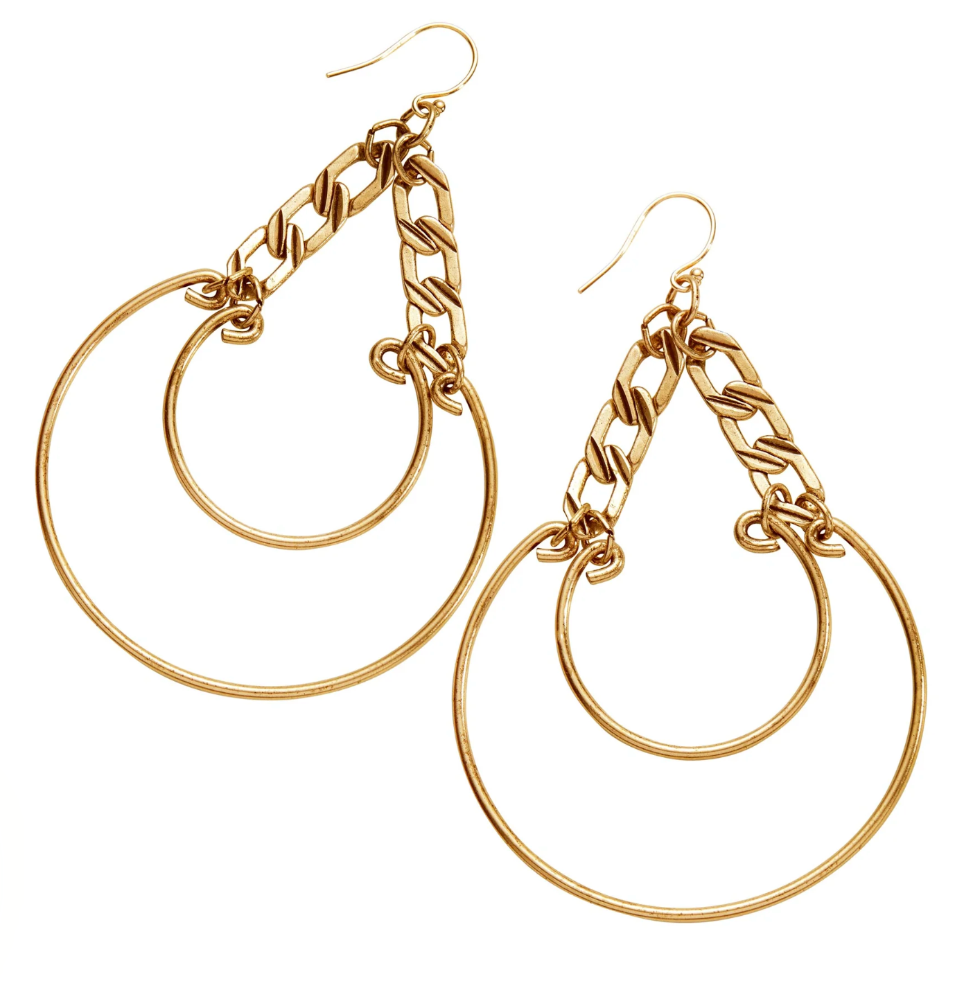 Dream On Drops Hoops Earrings - Antique Gold Finish by &Livy - A. Dodson's